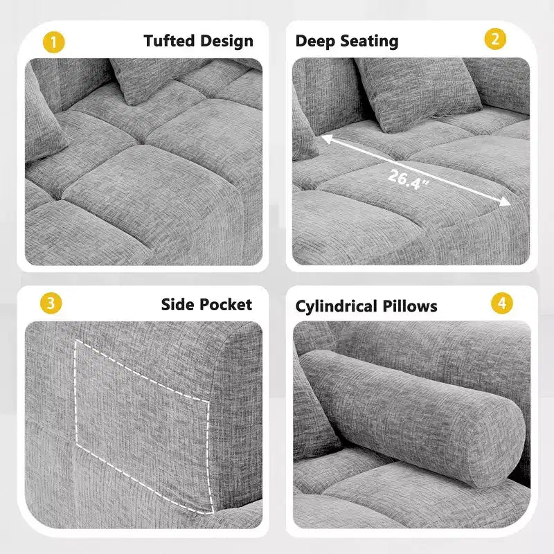 Whisen 101.2 Sectional Sofa Full-Compressed Sofa Modular Sofa Couch Free-combined Sofa