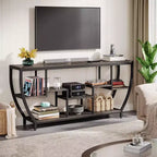 Lantine 70.86 Inch Long Sofa Table with Shelves, Rustic Console Table with Storage, Industrial Entryway Table TV Stand