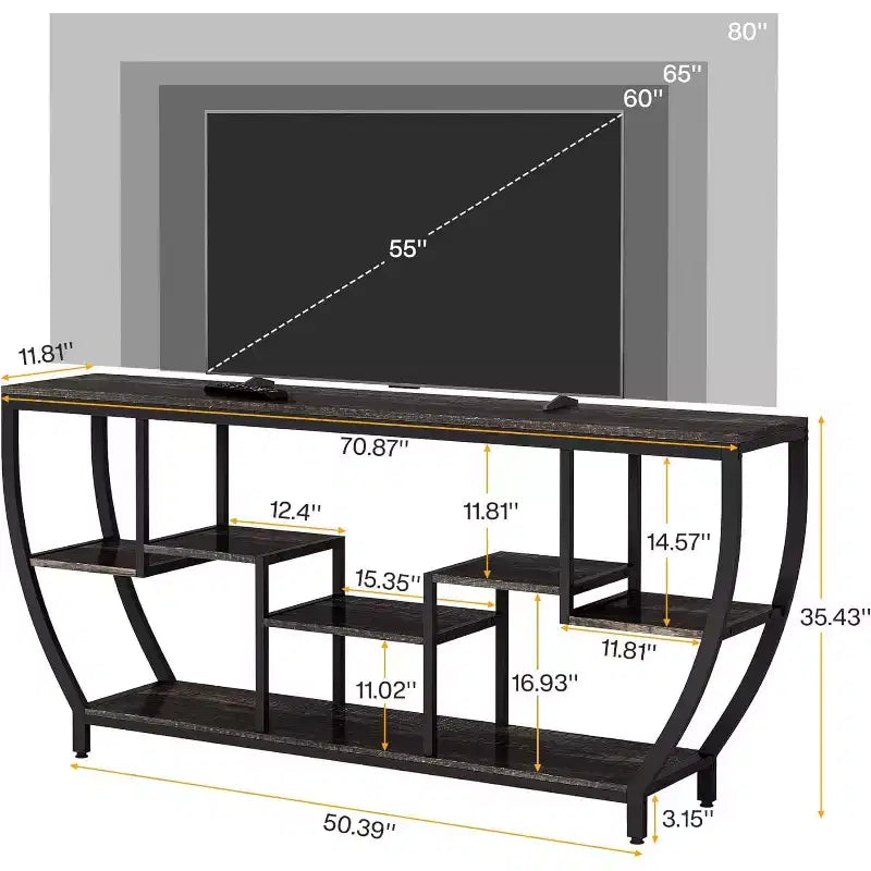 Lantine 70.86 Inch Long Sofa Table with Shelves, Rustic Console Table with Storage, Industrial Entryway Table TV Stand