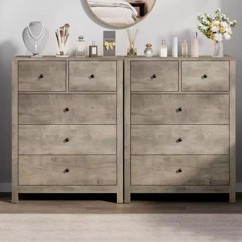 Garvee 5 Drawer Dresser for Bedroom, Modern Tall Dresser Organizer with Storage Drawers, Wooden Chests of Drawers for Bedroom, Entryway, Hallway