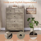 Garvee 5 Drawer Dresser for Bedroom, Modern Tall Dresser Organizer with Storage Drawers, Wooden Chests of Drawers for Bedroom, Entryway, Hallway