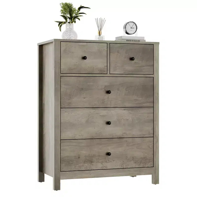 Garvee 5 Drawer Dresser for Bedroom, Modern Tall Dresser Organizer with Storage Drawers, Wooden Chests of Drawers for Bedroom, Entryway, Hallway