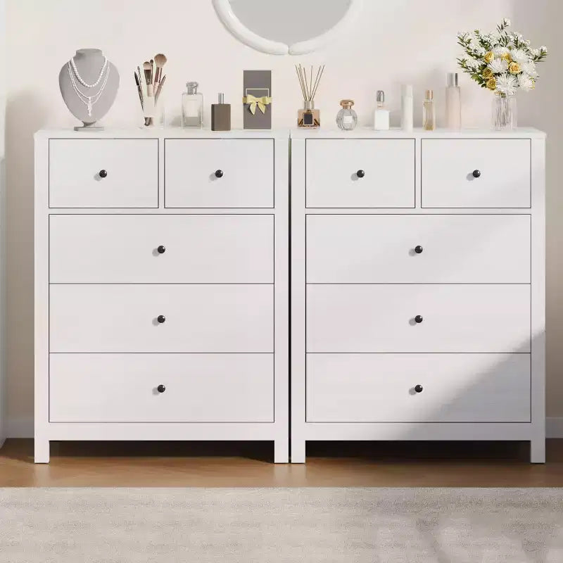 Garvee 5 Drawer Dresser for Bedroom, Modern Tall Dresser Organizer with Storage Drawers, Wooden Chests of Drawers for Bedroom, Entryway, Hallway