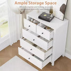 Garvee 5 Drawer Dresser for Bedroom, Modern Tall Dresser Organizer with Storage Drawers, Wooden Chests of Drawers for Bedroom, Entryway, Hallway