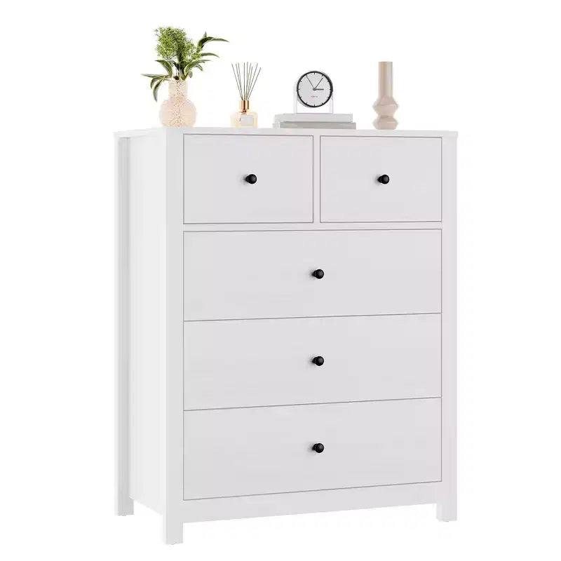 Garvee 5 Drawer Dresser for Bedroom, Modern Tall Dresser Organizer with Storage Drawers, Wooden Chests of Drawers for Bedroom, Entryway, Hallway