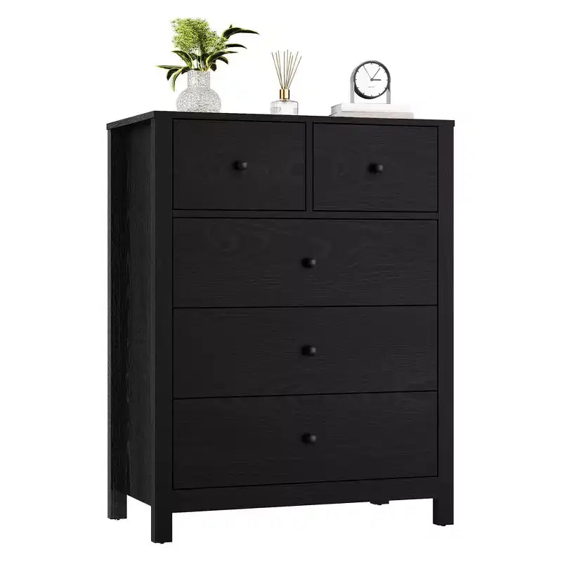 Garvee 5 Drawer Dresser for Bedroom, Modern Tall Dresser Organizer with Storage Drawers, Wooden Chests of Drawers for Bedroom, Entryway, Hallway