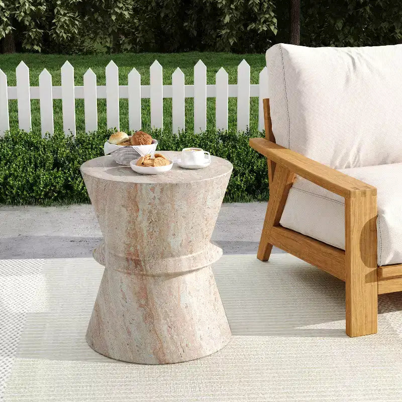 Christopher Knight Home Sveta Outdoor Modern Hourglass Lightweight Concrete Side Table