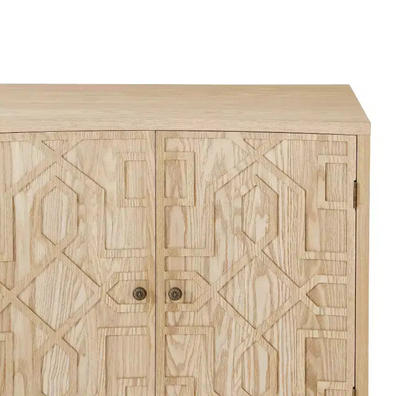 Christopher Knight Home Sonja Contemporary Geometric Pattern Accent Cabinet with Adjustable Shelves and Doors