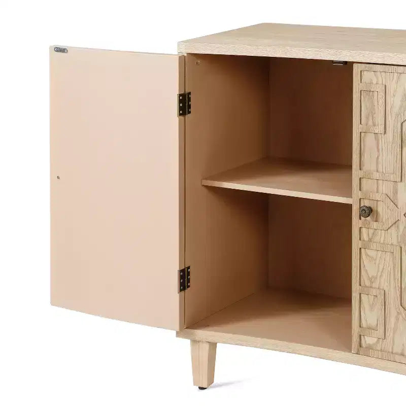 Christopher Knight Home Sonja Contemporary Geometric Pattern Accent Cabinet with Adjustable Shelves and Doors