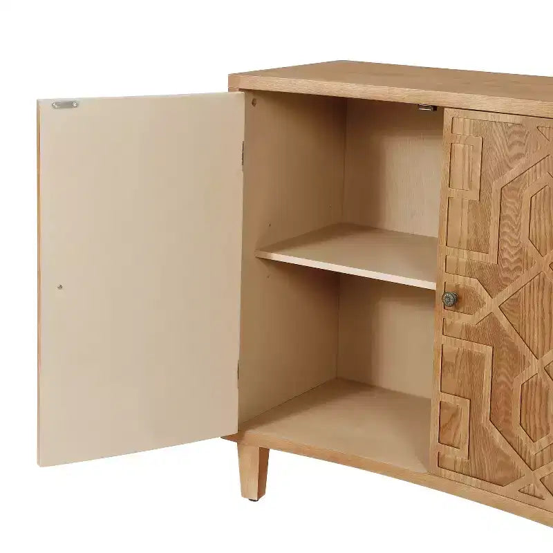 Christopher Knight Home Sonja Contemporary Geometric Pattern Accent Cabinet with Adjustable Shelves and Doors