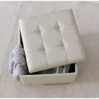 Ornavo Home Linen Tufted Square Storage Ottoman - 15 Inch