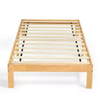 Solid Wood Platform Bed Frame with Wooden Slat Support, Wood color