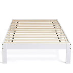 Solid Wood Platform Bed Frame with Wooden Slat Support, White