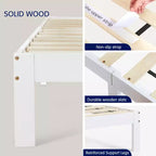 Solid Wood Platform Bed Frame with Wooden Slat Support, White