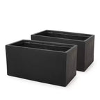 Christopher Knight Home Ella Outdoor Modern Lightweight Concrete Rectangular Planter (Set of 2)