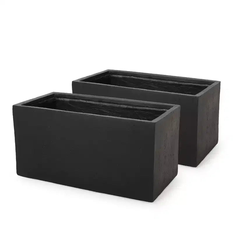 Christopher Knight Home Ella Outdoor Modern Lightweight Concrete Rectangular Planter (Set of 2)