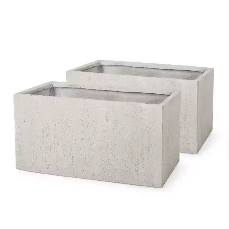 Christopher Knight Home Ella Outdoor Modern Lightweight Concrete Rectangular Planter (Set of 2)