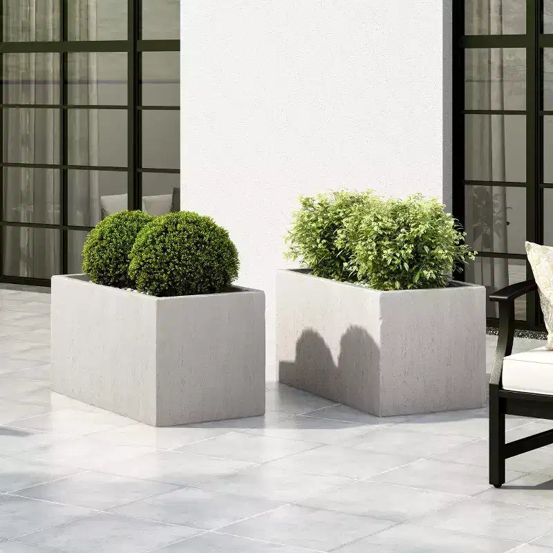 Christopher Knight Home Ella Outdoor Modern Lightweight Concrete Rectangular Planter (Set of 2)