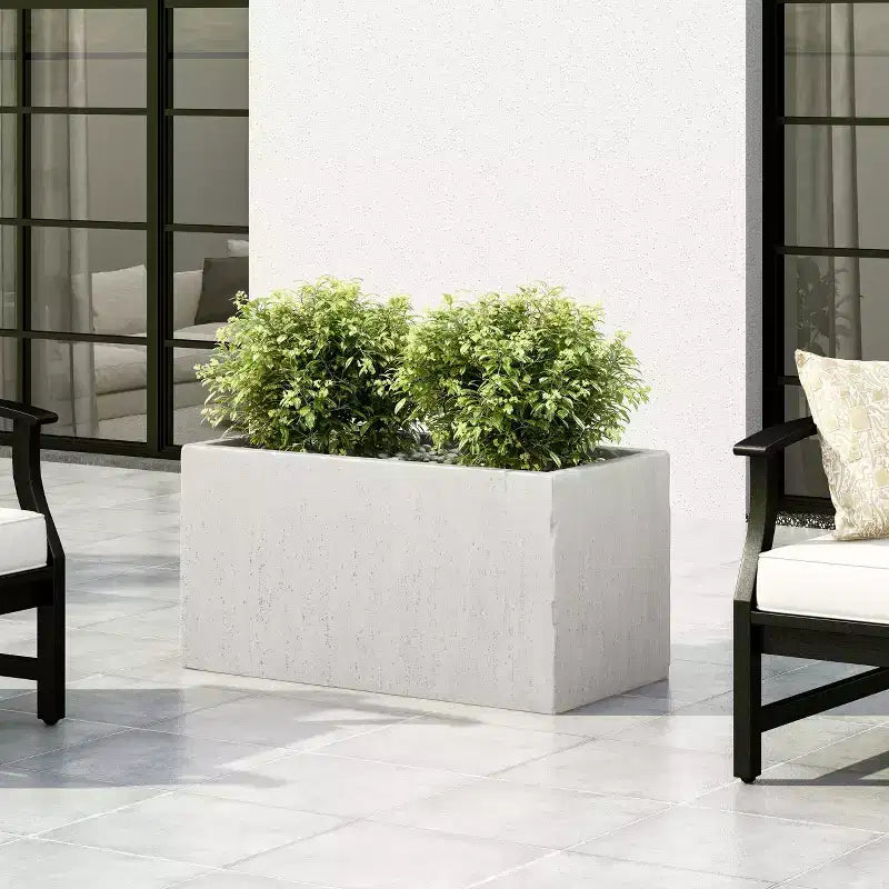 Christopher Knight Home Ella Outdoor Modern Lightweight Concrete Rectangular Planter