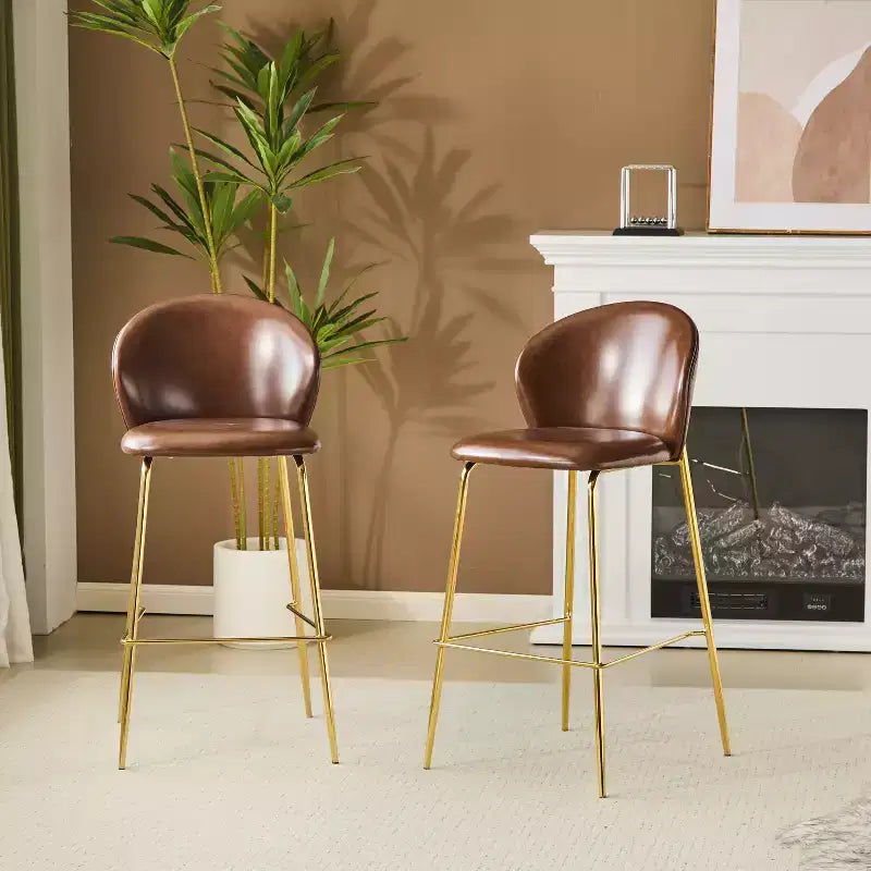 Christopher Knight Home Valeska Contemporary Upholstered Bar Stool with Gilded Metal Legs (Set of 2)