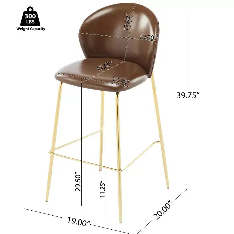 Christopher Knight Home Valeska Contemporary Upholstered Bar Stool with Gilded Metal Legs (Set of 2)