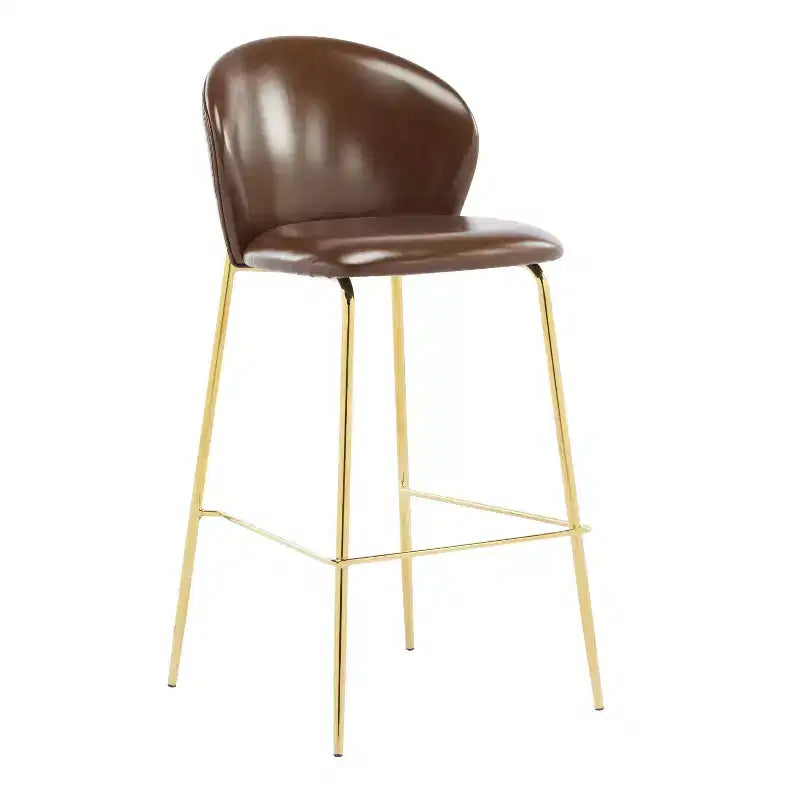 Christopher Knight Home Valeska Contemporary Upholstered Bar Stool with Gilded Metal Legs (Set of 2)
