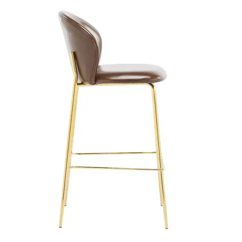 Christopher Knight Home Valeska Contemporary Upholstered Bar Stool with Gilded Metal Legs (Set of 2)