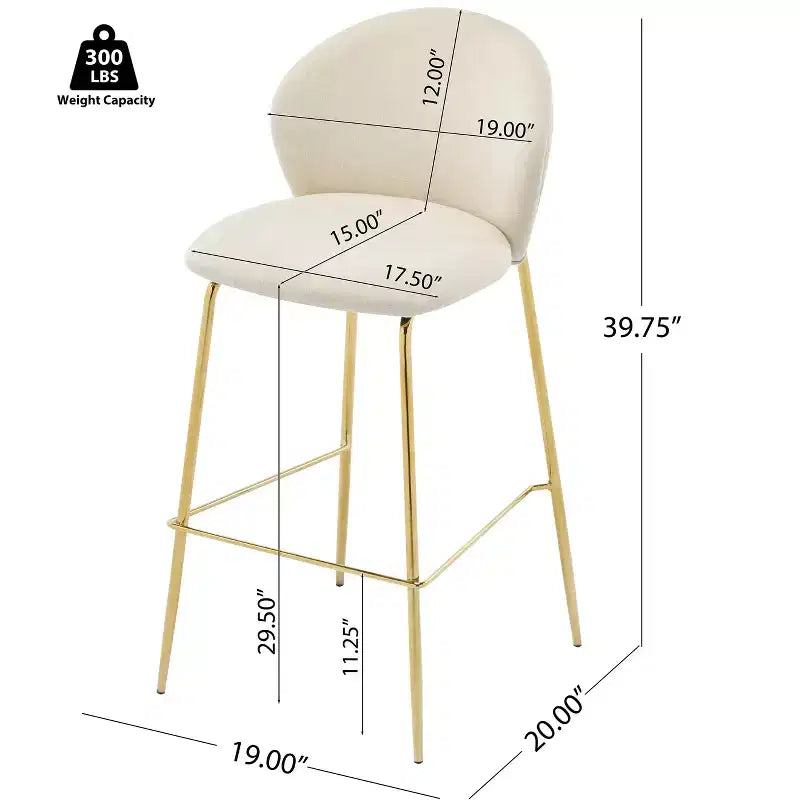 Christopher Knight Home Valeska Contemporary Upholstered Bar Stool with Gilded Metal Legs (Set of 2)