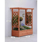 Raised Garden Bed With Trellis, Wood Planter Box With Side Trellis, Hanging Roof, and Drainage Holes, for Climbing Plants, Vines, Flowers