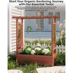 Raised Garden Bed With Trellis, Wood Planter Box With Side Trellis, Hanging Roof, and Drainage Holes, for Climbing Plants, Vines, Flowers