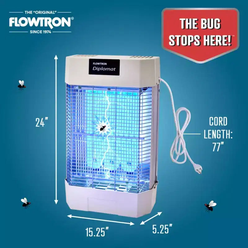 Flowtron Diplomat Indoor Bug Zapper, 2000 Sq Ft Electric Fly & Insect Killer W/120W UV Light & More