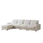126-inch Corduroy with Cup Holder Super Large L-Shaped Sofa, Movable Footrest