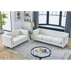 Elegant Living Spaces 3-Seater and 2-Seater Velvet Upholstered Sofa Set Combination
