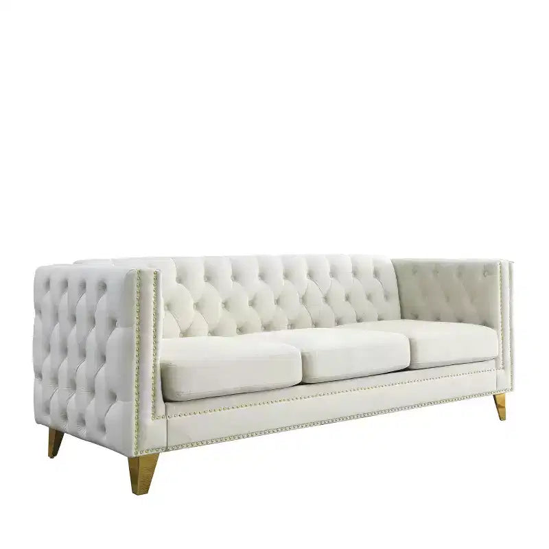 Elegant Living Spaces 3-Seater and 2-Seater Velvet Upholstered Sofa Set Combination