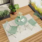 3-Piece Folding Bistro Set,Foldable Patio Furniture Set with Premium Frame, Outdoor Bistro Table and Chairs Set of 2 for Patio,Garden and Balcony
