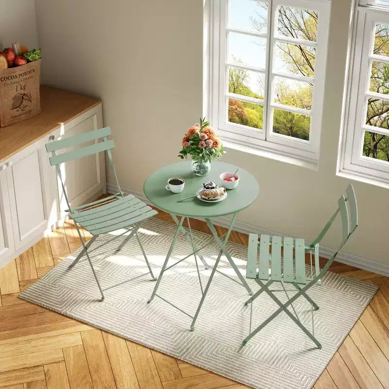3-Piece Folding Bistro Set,Foldable Patio Furniture Set with Premium Frame, Outdoor Bistro Table and Chairs Set of 2 for Patio,Garden and Balcony