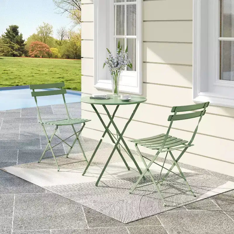 3-Piece Folding Bistro Set,Foldable Patio Furniture Set with Premium Frame, Outdoor Bistro Table and Chairs Set of 2 for Patio,Garden and Balcony