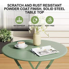 3-Piece Folding Bistro Set,Foldable Patio Furniture Set with Premium Frame, Outdoor Bistro Table and Chairs Set of 2 for Patio,Garden and Balcony