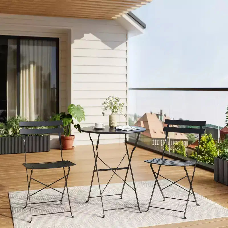 3-Piece Folding Bistro Set,Foldable Patio Furniture Set with Premium Frame, Outdoor Bistro Table and Chairs Set of 2 for Patio,Garden and Balcony