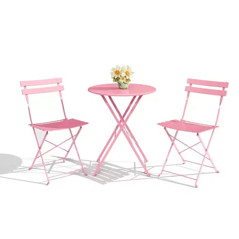 3-Piece Folding Bistro Set,Foldable Patio Furniture Set with Premium Frame, Outdoor Bistro Table and Chairs Set of 2 for Patio,Garden and Balcony