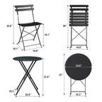 3-Piece Folding Bistro Set,Foldable Patio Furniture Set with Premium Frame, Outdoor Bistro Table and Chairs Set of 2 for Patio,Garden and Balcony