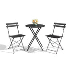 3-Piece Folding Bistro Set,Foldable Patio Furniture Set with Premium Frame, Outdoor Bistro Table and Chairs Set of 2 for Patio,Garden and Balcony