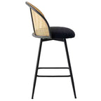 Bekrvio 26 Mid-Century Modern Swivel Bar Stools Set of 2/3/4, Boucle Upholstered Bar Chairs with Rattan Back & Metal Legs for Kitchen Counter