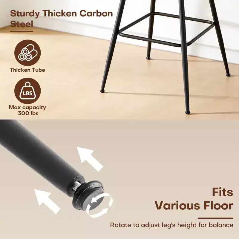 Bekrvio 26 Mid-Century Modern Swivel Bar Stools Set of 2/3/4, Faux Leather Upholstered Bar Chairs with Rattan Back & Metal Legs for Kitchen Counter