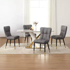 Bekrvio Dining Room Chairs Set of 6, Modern Upholstered Faux Leather Seat with High Back, Metal Legs, Armless Kitchen Chairs for Living Dinning Room