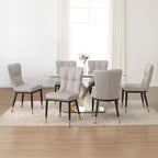 Bekrvio Dining Room Chairs Set of 6, Modern Upholstered Faux Leather Seat with High Back, Metal Legs, Armless Kitchen Chairs for Living Dinning Room