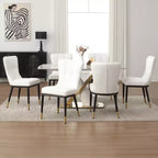 Bekrvio Dining Room Chairs Set of 6, Modern Upholstered Faux Leather Seat with High Back, Metal Legs, Armless Kitchen Chairs for Living Dinning Room
