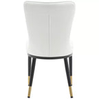 Bekrvio Dining Room Chairs Set of 6, Modern Upholstered Faux Leather Seat with High Back, Metal Legs, Armless Kitchen Chairs for Living Dinning Room