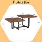 GDFStudio Aaron Dark Double-Deck Wood 47W Coffee Table with Metal Criss Cross Base
