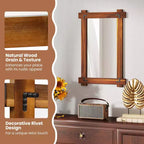 Costway 30 x 20/35 x 24/40 x 28.5 Inch Shatterproof Wall Mirror with Acacia Wood Frame & Vintage Rivet Design